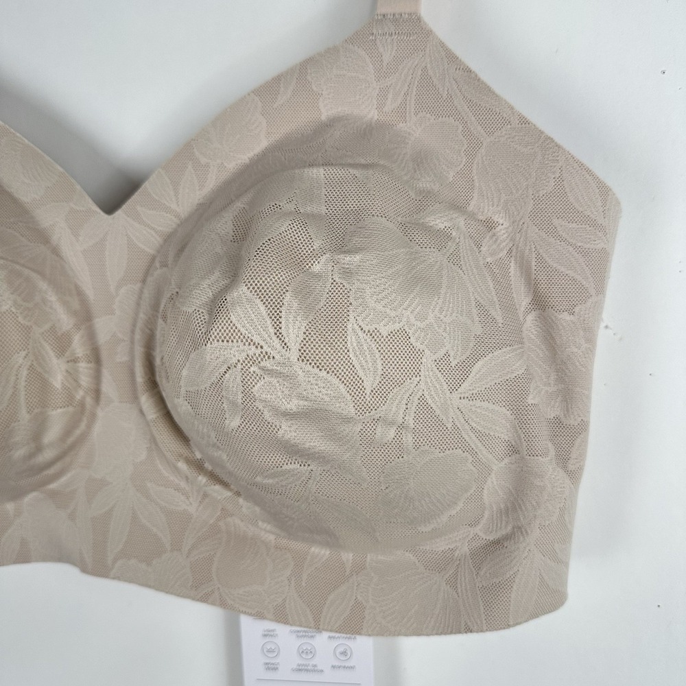 Athleta Ritual Lace Adjustable Bra XL 40 Cup Sz D-DD Sand Beige Nude Pull On NWT - Picture 4 of 9